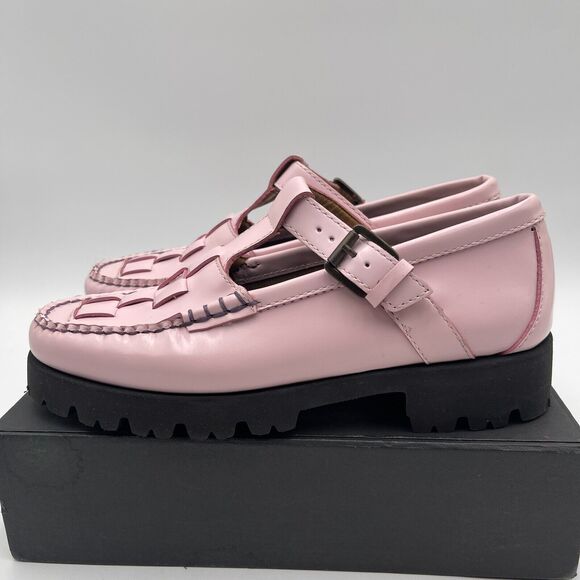 GH Bass Weejuns Fisherman Mary Jane Loafers Women's Size 6 M Pink Leather - Picture 5 of 10